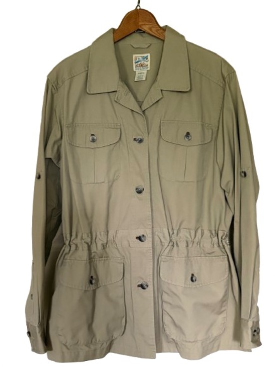 TravelSmith Jackets & Blazers - TravelSmith Women’s Khaki Cotton Safari Jacket Size L Bush Poplin Utility Cargo